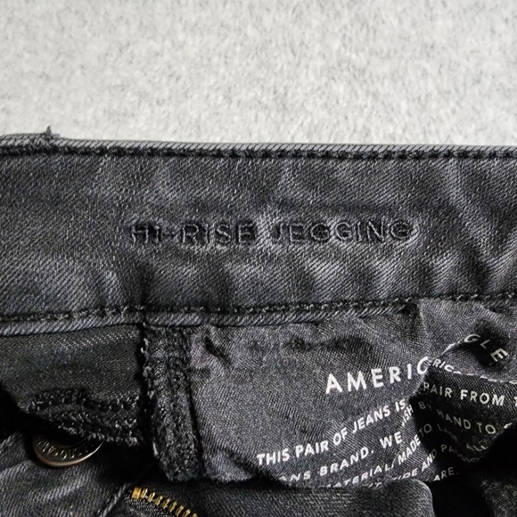 American Eagle Hi Rise Jegging Womens Size 2 Long Black Stretch Denim Jeans - Picture 4 of 16